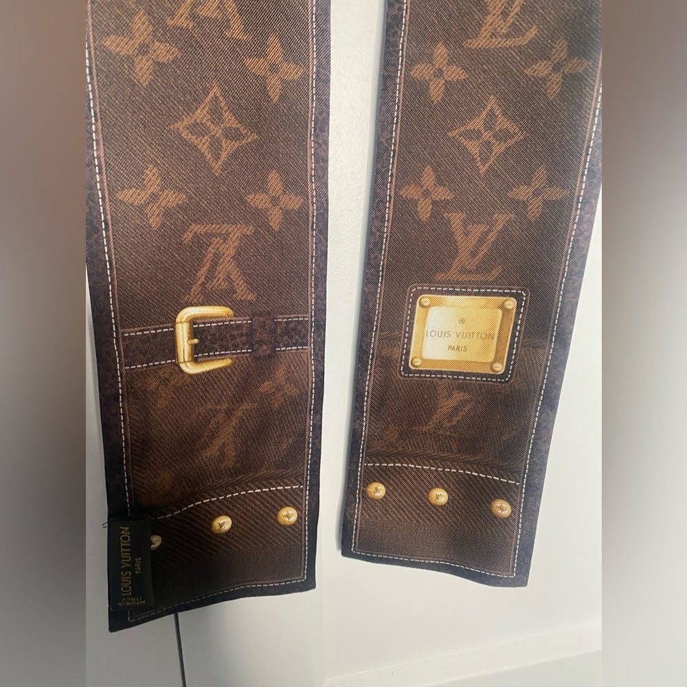 Louis Vuitton Ebene Monogram 400505 Bandeau 100% Silk Scarf